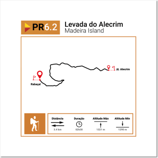 Madeira Island PR6.2 LEVADA DO ALECRIM trail map Posters and Art